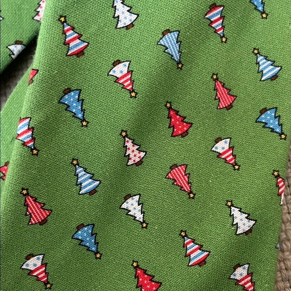 2 J. Bailey Ties/ red plaid/ green Christmas trees. Boy’s Large